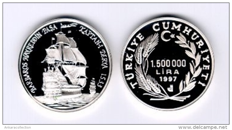 AC - HAYREDDIN BARBAROSSO - BARBAROSSO HAYREDDIN PASHA  SHIP AND DISCOVERER SERIES SILVER COIN 1997 TURKEY PROOF  UNC - Zonder Classificatie