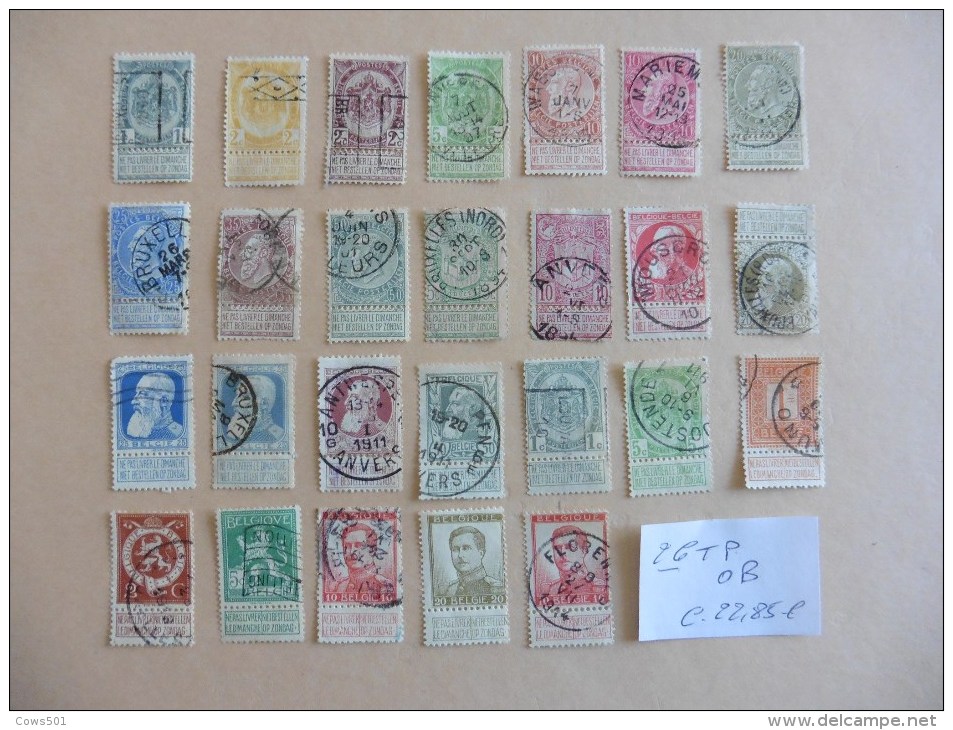 Belgique :   26 Timbres Oblitérés - Collections