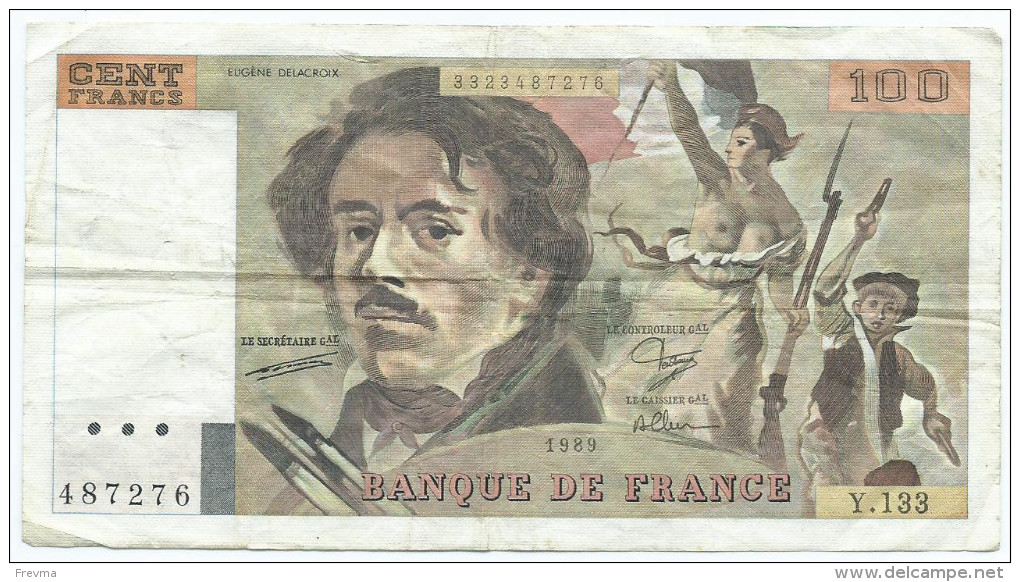 100 Francs Delacroix 1989 Alphabet Y 133 - 100 F 1978-1995 ''Delacroix''