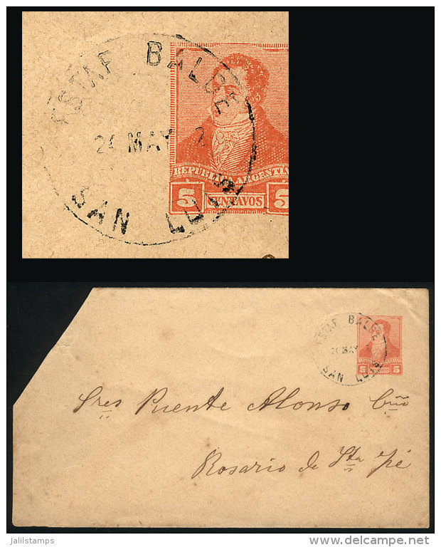 5c. Stationery Envelope Sent To Rosario On 24/MAY/1892, With Extremely Rare Cancel "ESTAFETA BALDE - SAN LUIS",... - Autres & Non Classés