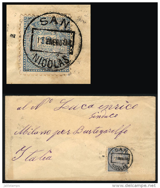 Cover Sent To Italy On 13/JA/1884, Franked By GJ.63 With Extremely Rare Datestamp Of SAN NICOLÁS, Excellent... - Autres & Non Classés