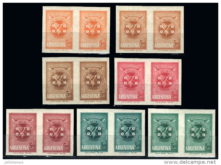 GJ.1242, 1962 UPAEP 50 Years, TRIAL COLOR PROOFS, 7 Imperforate Pairs Printed In Different Colors On Original... - Poste Aérienne