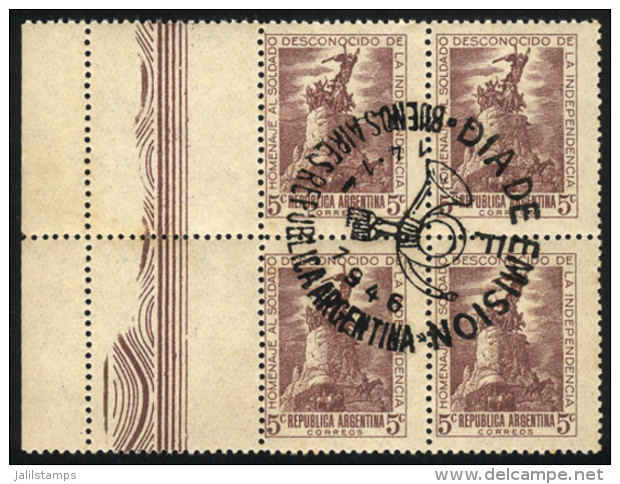 GJ.926CZ, Block Of 4 With Labels At Left, Fist Day Postmark, VF, Rare, Catalog Value US$70. - Sonstige & Ohne Zuordnung