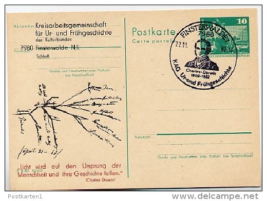 DDR P79-43-82 C211 Postkarte PRIVATER ZUDRUCK Charles Darwin Finsterwalde Sost. 1982 - Private Postcards - Used