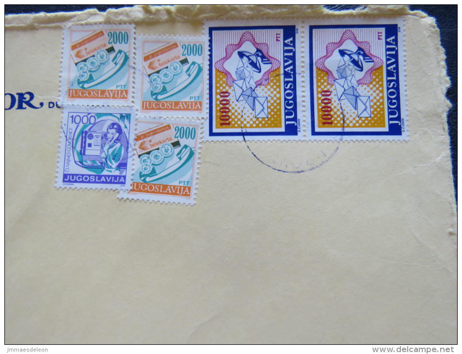 Yugoslavia 1988 Cover To USA (Spanish Embassy) - Phone - Letters Telecomunication - Lettres & Documents