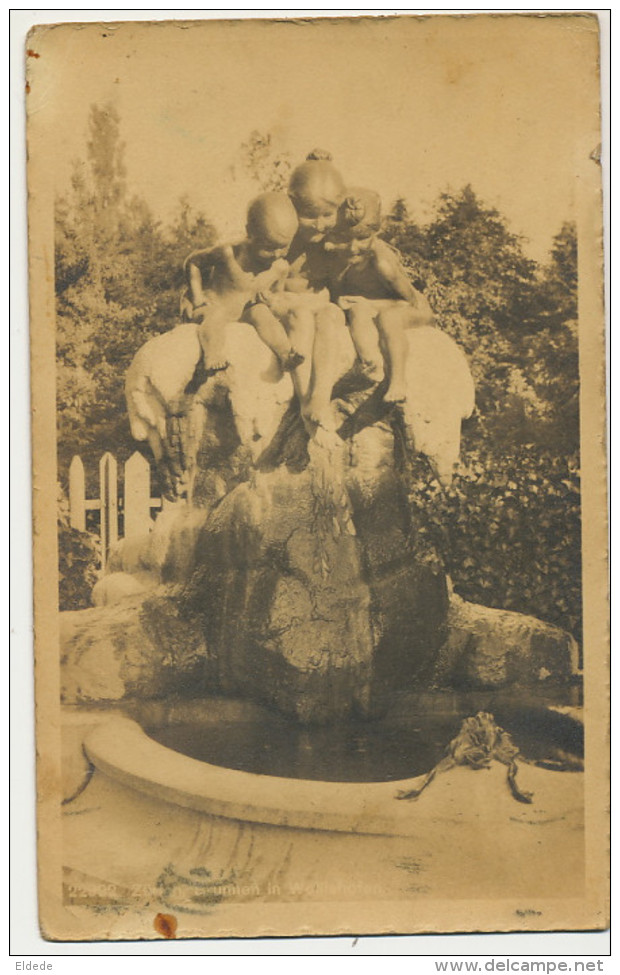 Real Photo Zurich Brunnen In Wollishofen Sculpture Enfants Nus Regardant Grenouilles Frogs - Wollishofen