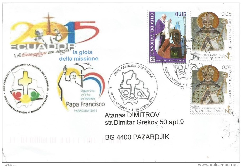 Vatican 2015 Pope Franciscus Visit To Bolivia Cover - Cartas & Documentos