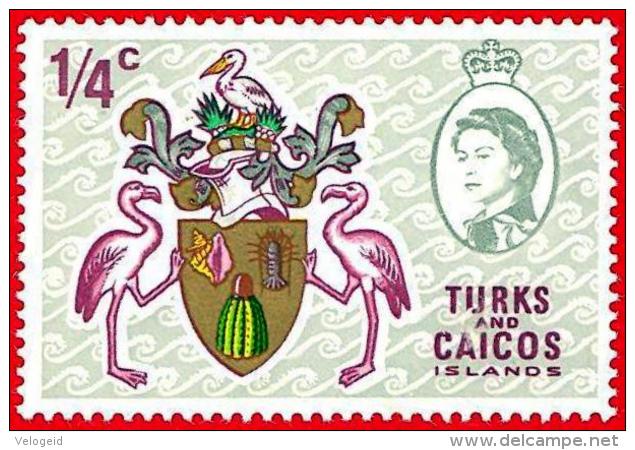 Turks And Caicos Islands. 1969 (**) Mi 223. State Arms. 1/4 C Queen Elisabeth II. Flamingo - Turcas Y Caicos