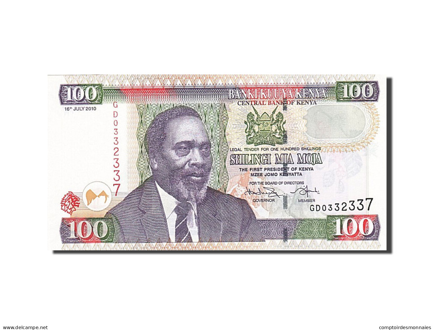 Billet, Kenya, 100 Shillings, 2010, 2010-07-16, NEUF - Kenia