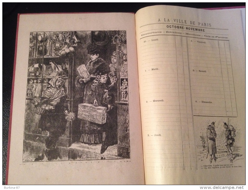 Agenda, Calendrier, almanach, VILLE DE PARIS NOUVEAUTES, LIMOGES,1892