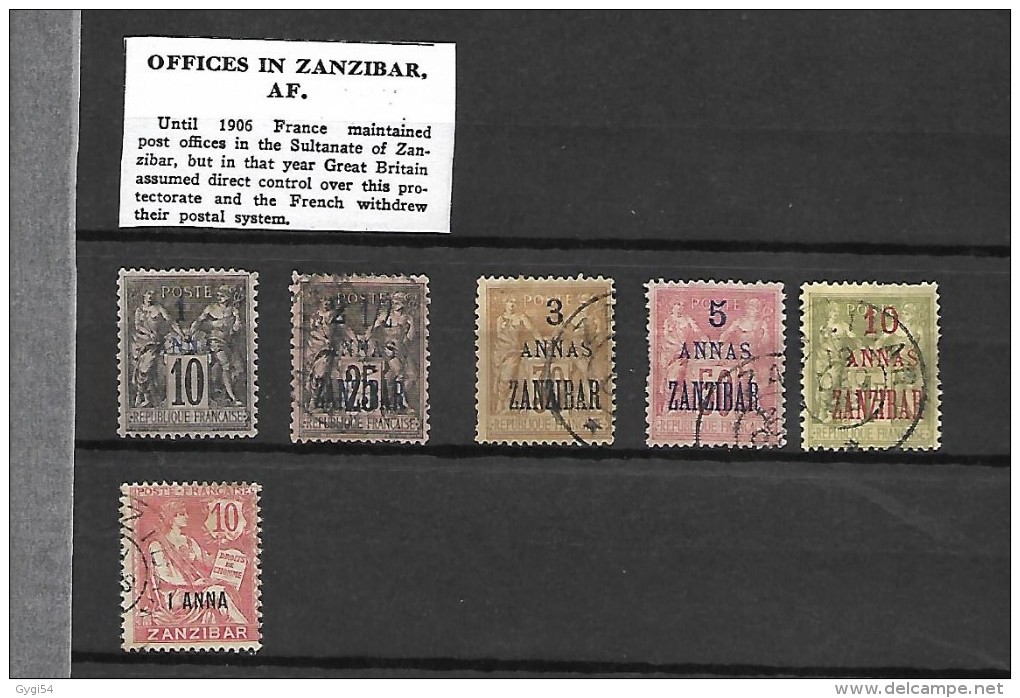 Zanzibar 1894  Cat Yt N°2,5, 6 , 8, 10 , 48 - Used Stamps