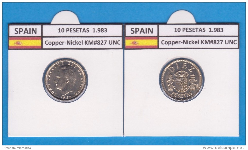 ESPAGNE /JUAN CARLOS I    10  PESETAS  Cu Ni  1.983  KM#827   SC/UNC  T-DL-9411 - 10 Pesetas