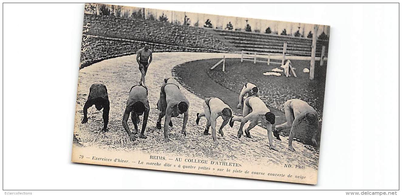 Sport Nautique.  Athlétisme.  Reims  Collège D'Athlètes. Marche A Quatre Pattes Sur La Piste Enneigée - Atletica