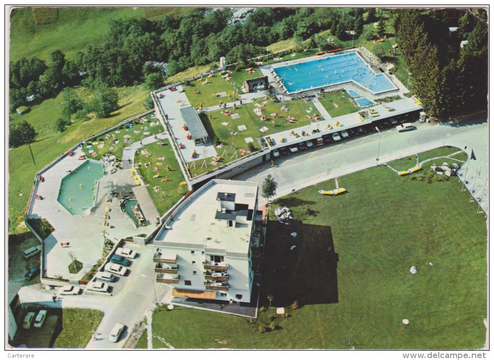 SUISSE,SWITZERLAND,SWISS,HELVETIA,SCHWEIZ,SVIZZERA ,VALAIS,LEUKERBAD-LOECHE LES BAINS,PISCINE,VUE AERIENNE - Loèche