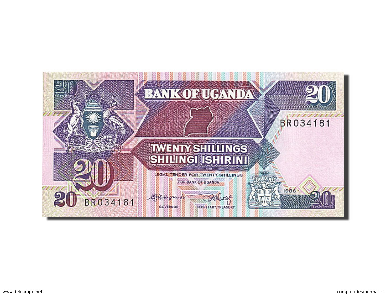 Billet, Uganda, 20 Shillings, 1987, 1988, KM:29b, SPL - Uganda