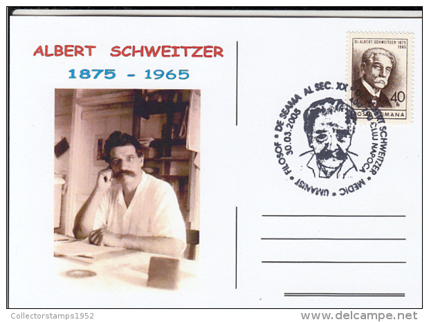 46331- ALBERT SCHWEITZER, PERSONALITY, SPECIAL POSTCARD, 2005, ROMANIA - Albert Schweitzer