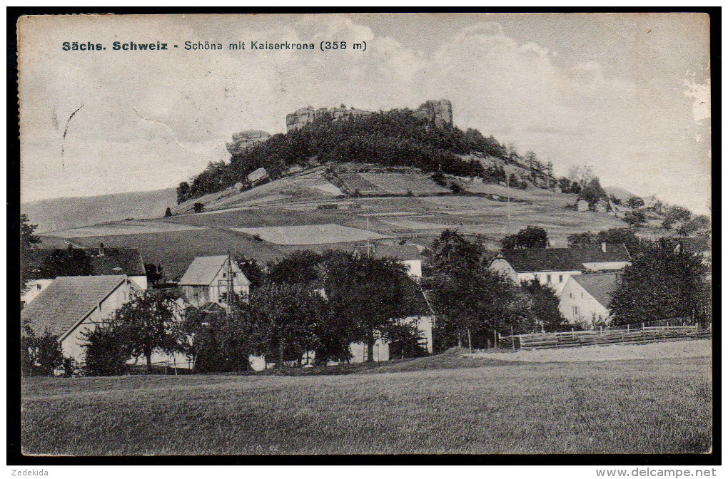 5557 - Alte Ansichtskarte - Schöna Mit Kaiserkrone - Gel 1931 - Trau & Schwab - Schöna
