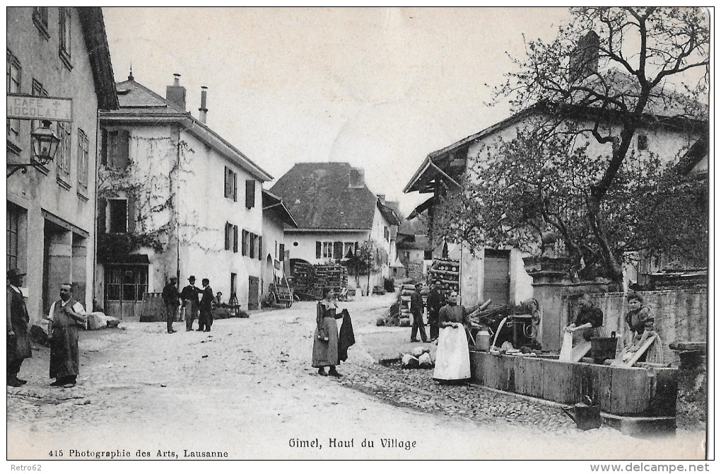 GIMEL &#8594; Haut Du Village, Dorfbrunnen Mit Waschenden Frauen Und Diskutierenden Männern 1910 - Gimel