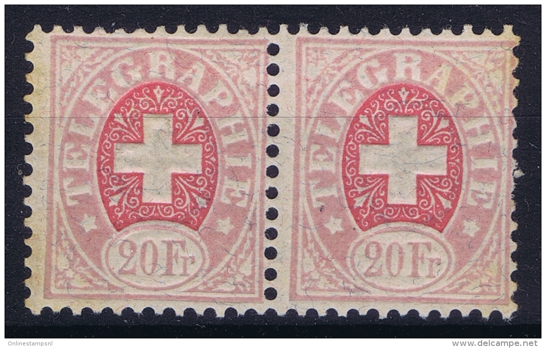 Switserland 1881 Pair  Mi Nr 19 1x MNH/** + 1 X MH/* - Telégrafo