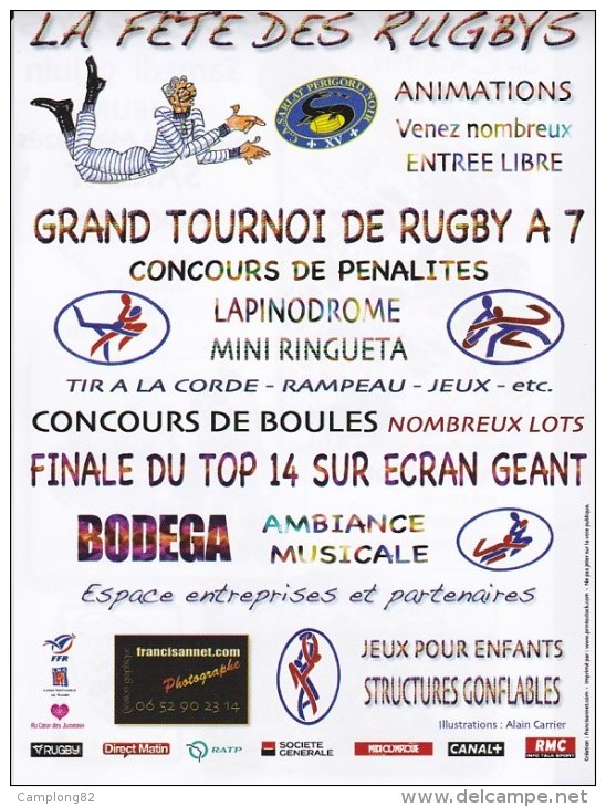 Scan 18 : Dordogne - Périgord : Sarlat, Fête Des Rugby, Illustrateurs Carrier, Corréa, Bigotto, Hurtaud (environs 2010) - Rugby