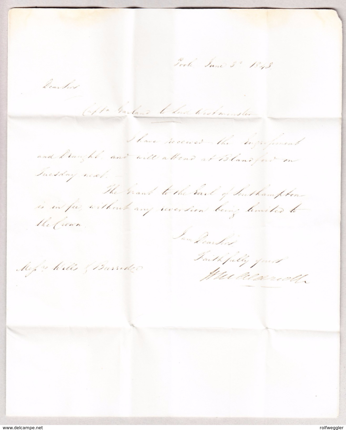 GB POOL 3.6.1843 Brief Mit Inhalt Nach Shaftesbury - ...-1840 Prephilately