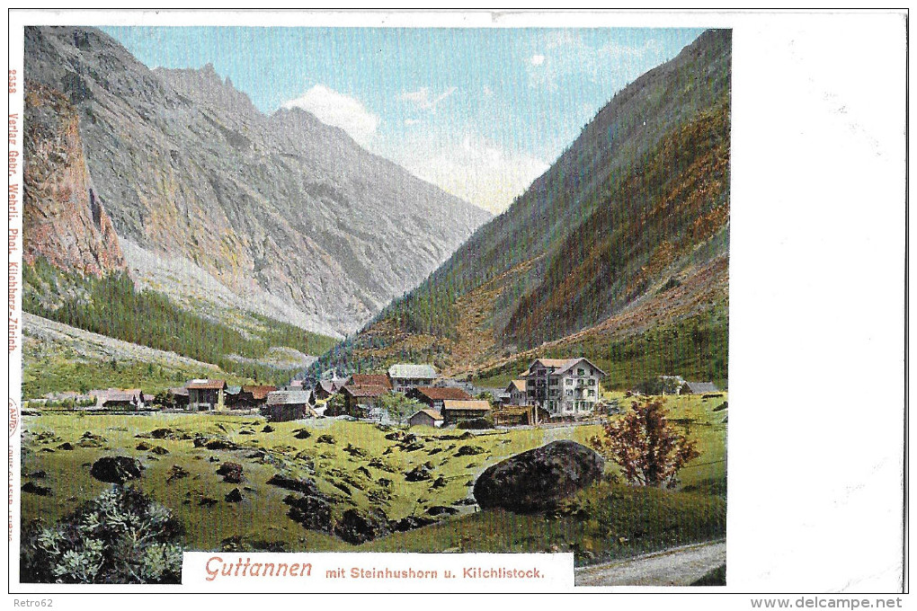 GUTTANNEN &#8594; Ein Kleines Dorf Um 1900, Schöne Litho-Karte - Guttannen