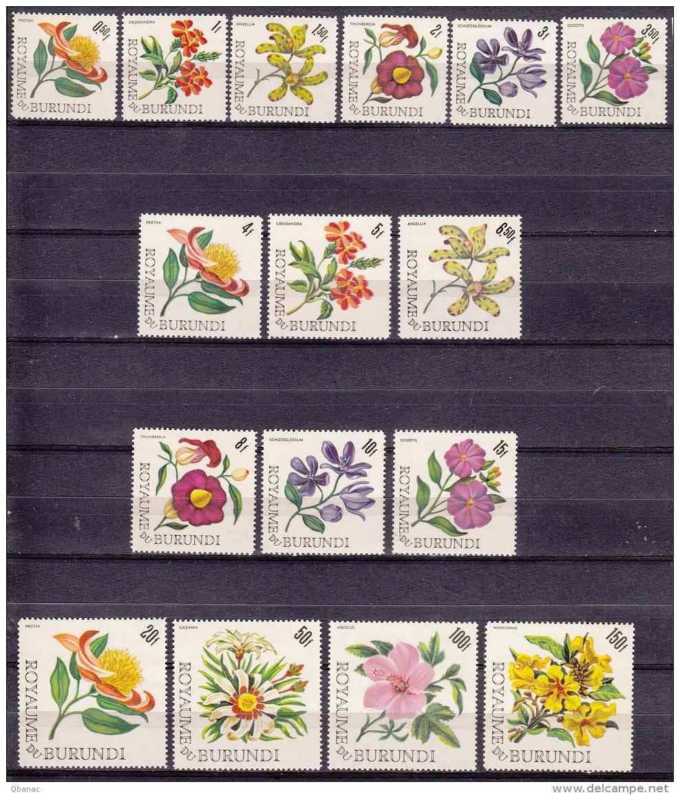 Burundi Flowers 1966 Mi#217-232 Mint Never Hinged - Unused Stamps