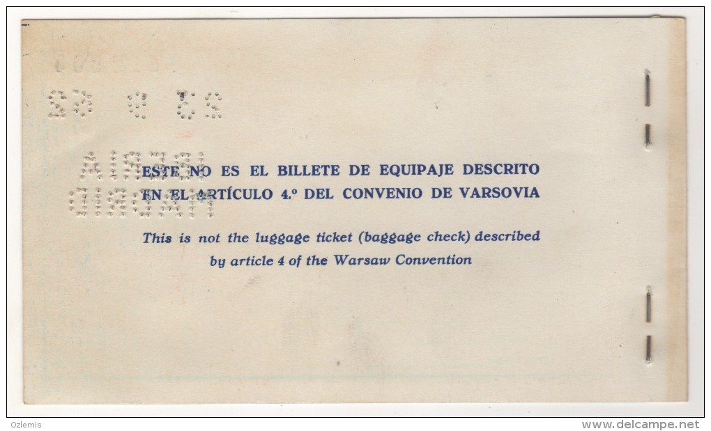 IBERIA LINES AEREAS DE ESPANA S.A. AIRLINES PASSENGER TICKET 1962 - Europa