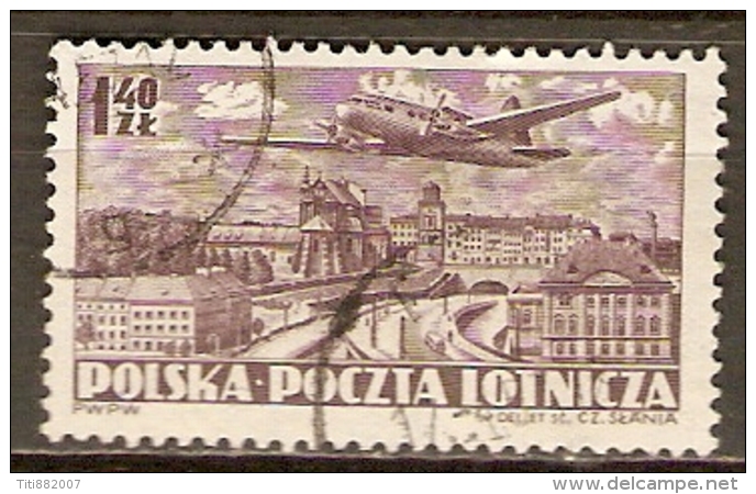 POLOGNE      -     Aéro  .   1952.  Y&T N° 30 Oblitéré     AVION - Usados