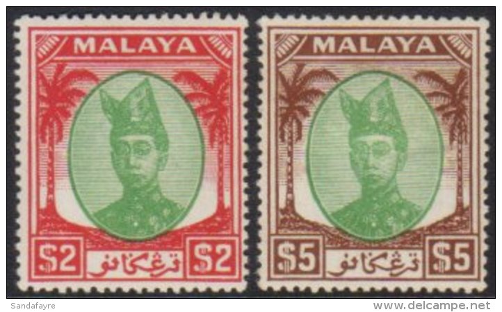 TRENGGANU 1949-55 $2 Green &amp; Scarlet And $5 Green &amp; Brown, SG 86/87, Very Fine Mint. (2 Stamps) For More... - Andere & Zonder Classificatie