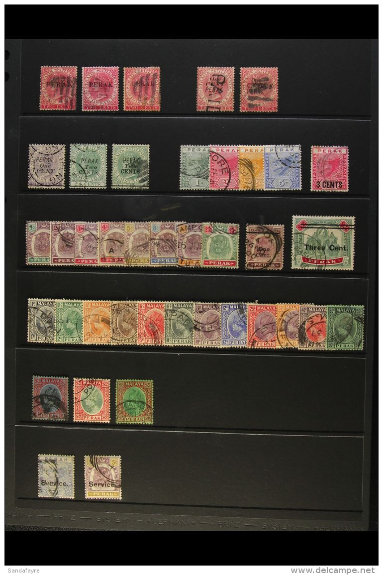 PERAK 1884 - 1935 Fine Used Selection Including Range Of 2c Pale Red Ovpts, 1895 Tigers To 25c, 1900 3c On $2... - Andere & Zonder Classificatie