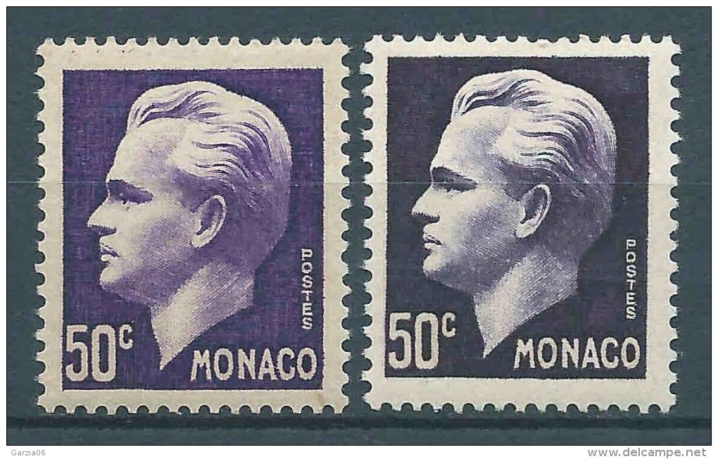 Monaco - 1950 -  Rainier III - N° 344 - Variété Violet Noir  - Neuf * - MLH - Abarten