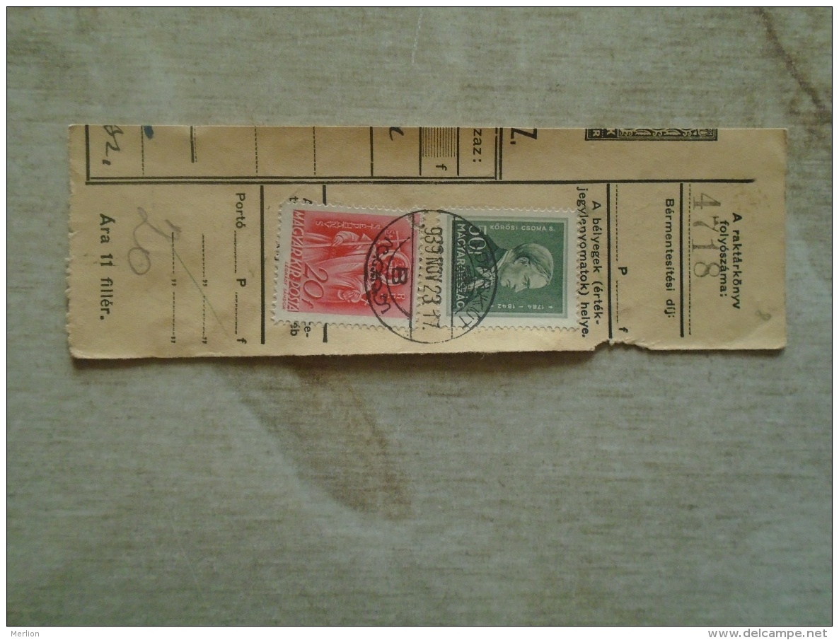 D138733 Hungary  Parcel Post Receipt 1939   KADARKÚT - Colis Postaux