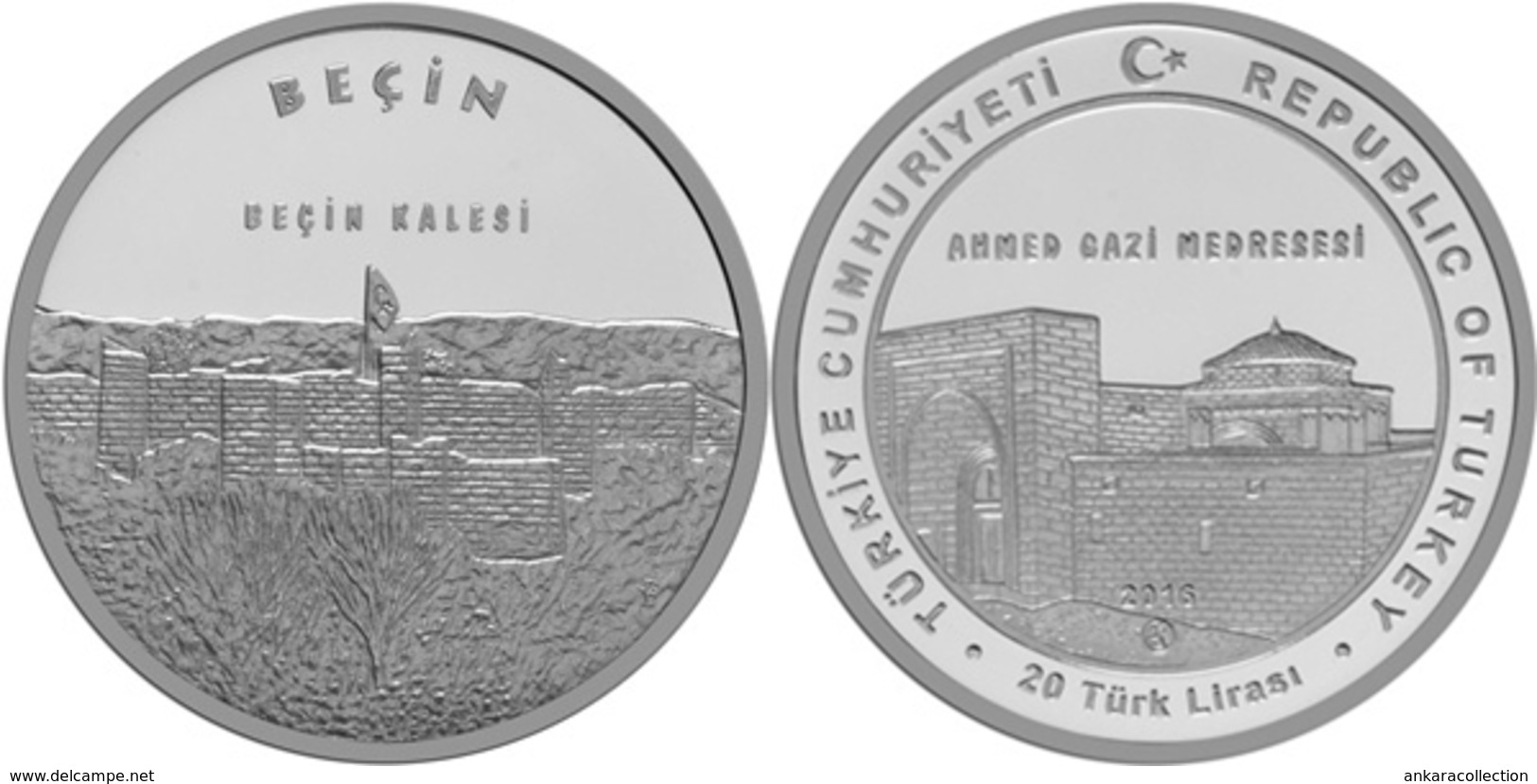 AC - BECIN CASTLE & AHMED GAZI MEDRESE - MADRASA ANCIENT CITIES SERIES # 10 COMMEMORATIVE SILVER COIN TURKEY 2016 PROOF - Zonder Classificatie