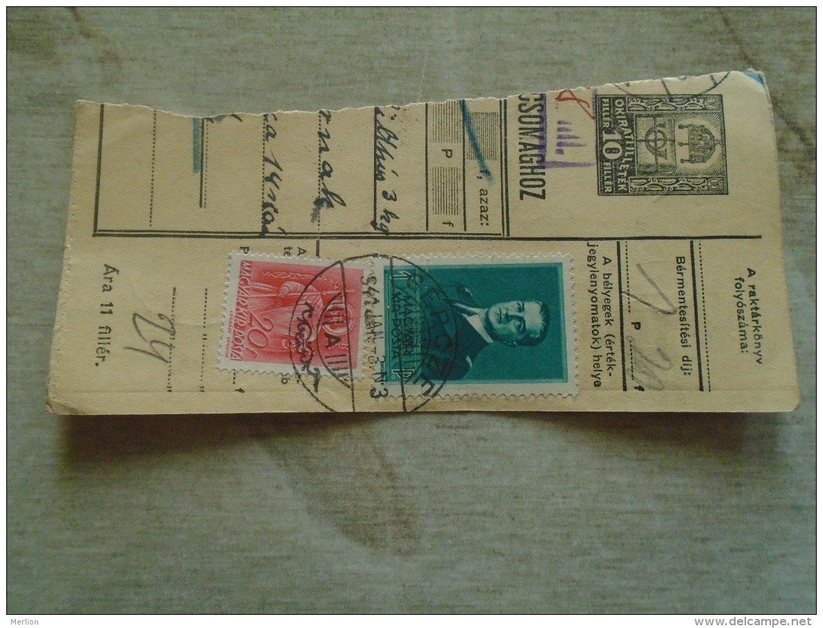 D138767 Hungary  Parcel Post Receipt 1941  Horthy Stamp  - GÉRCZE GÉRCE - Colis Postaux