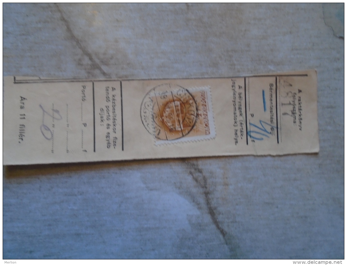 D138769 Hungary  Parcel Post Receipt 1939   CINKOTA - Colis Postaux