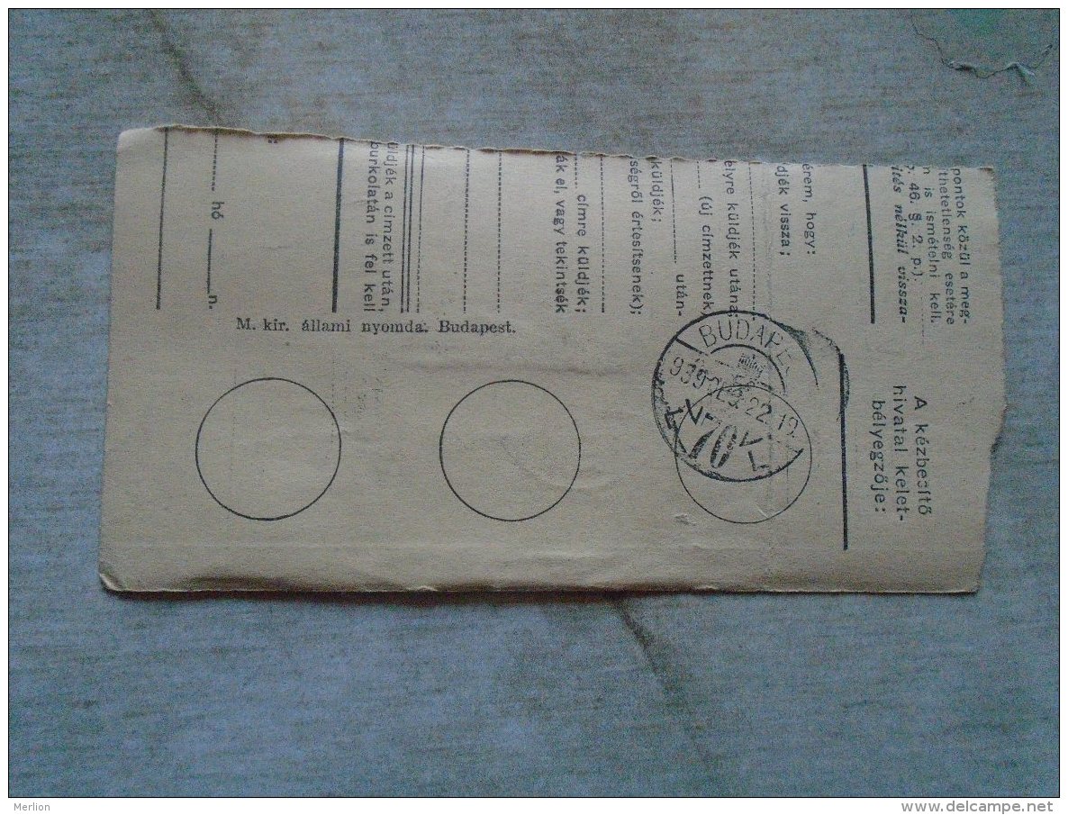 D138791 Hungary  Parcel Post Receipt 1939  SZEKSZÁRD - Postpaketten