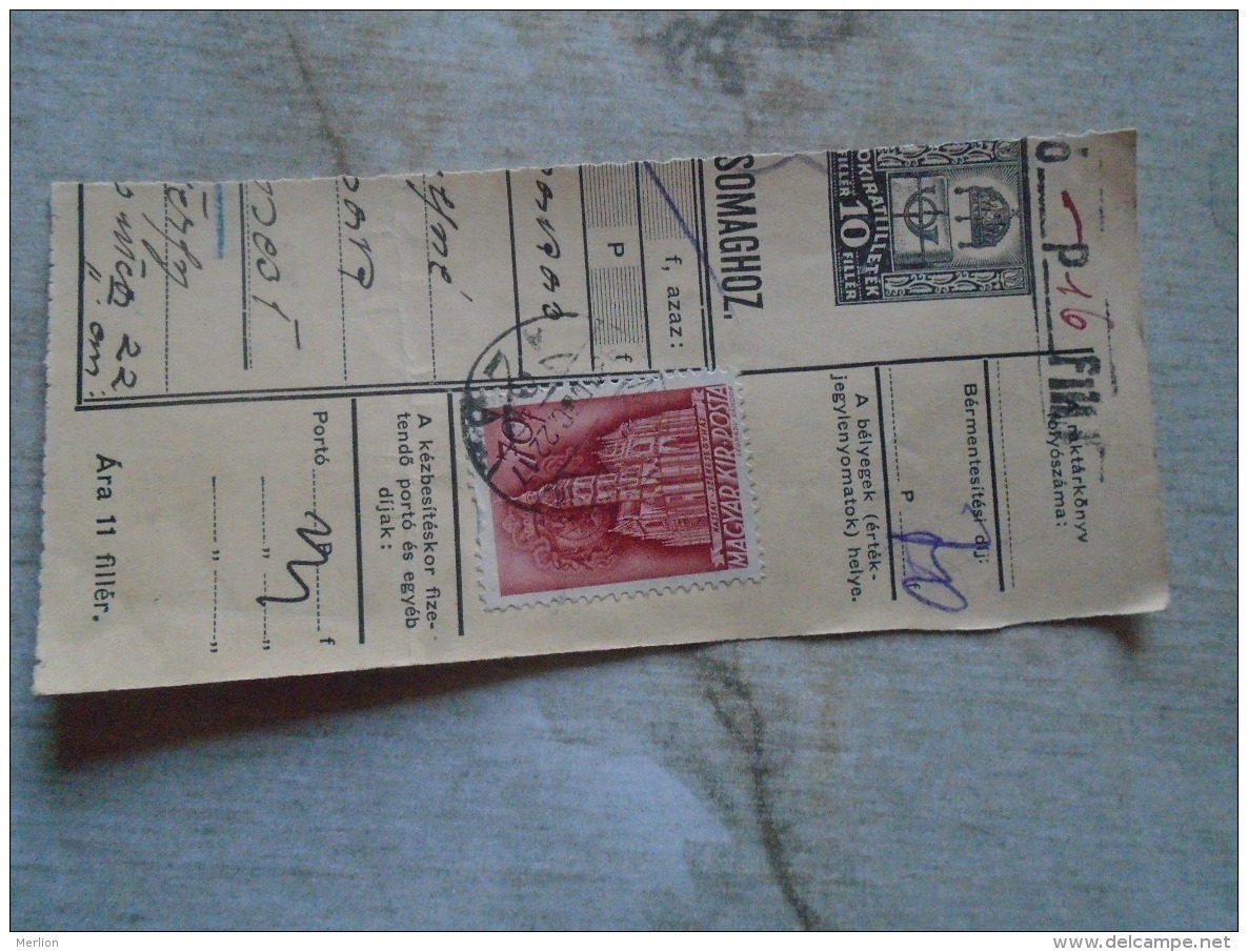 D138799 Hungary  Parcel Post Receipt 1939 - Postpaketten