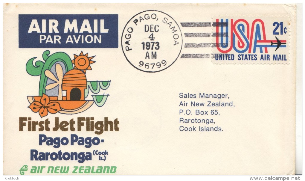 Pago Pago Samoa To Rarotonga Cook 1973 - First Jet Flight Erstflug 1er Vol - Air New Zealand - Amerikaans-Samoa