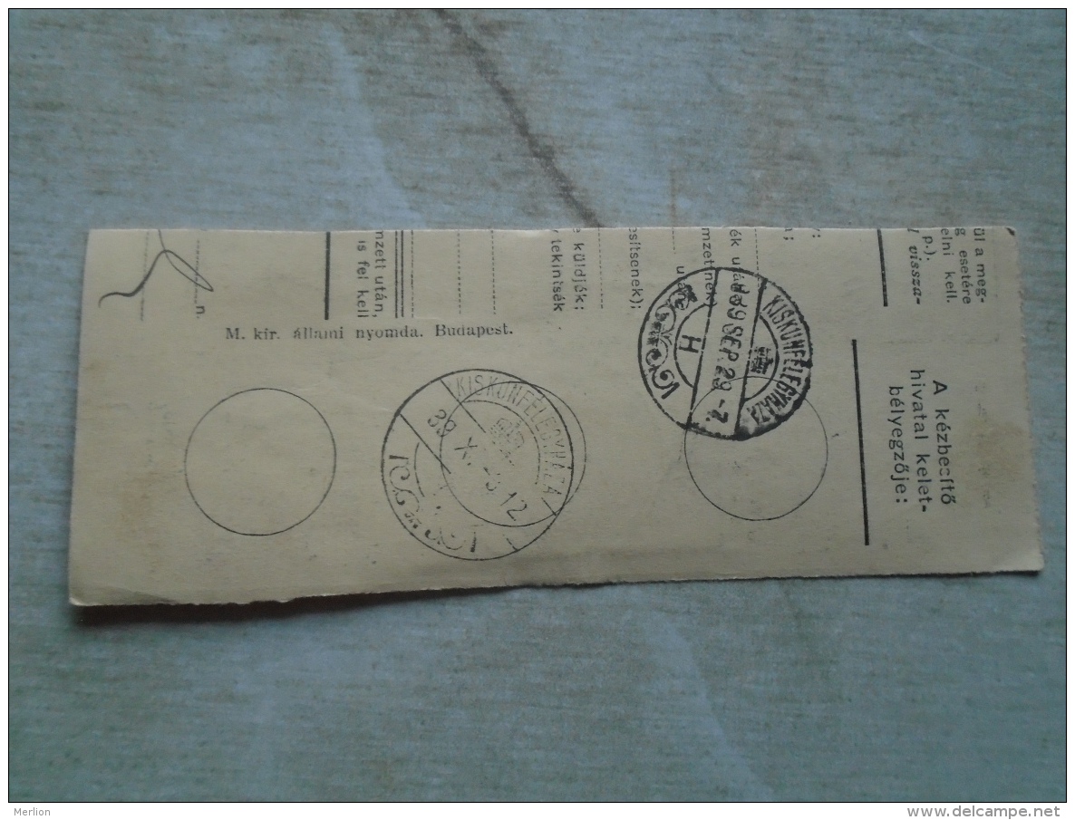 D138881 Hungary  Parcel Post Receipt 1939  Stamp  HORTHY    - Budapest -  KISKUNFÉLEGYHÁZA - Paquetes Postales