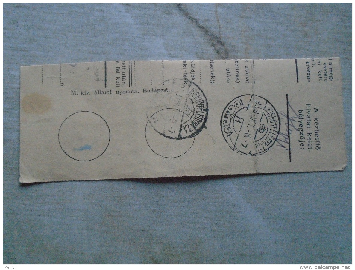 D138883 Hungary  Parcel Post Receipt 1939  Stamp  HORTHY    Pestszenterzsébet -KISKUNFÉLEGYHÁZA - Postpaketten