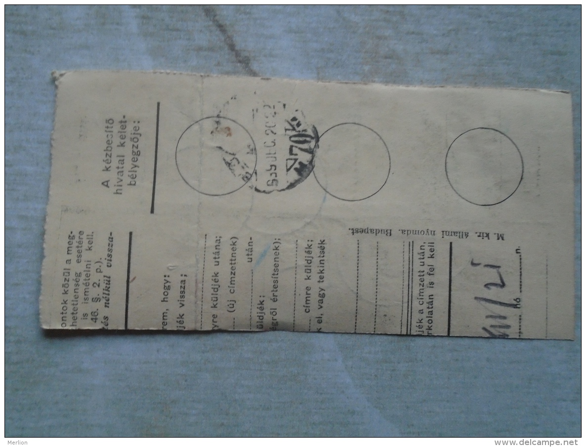 D138890 Hungary  Parcel Post Receipt 1939  Stamp  HORTHY - Postpaketten