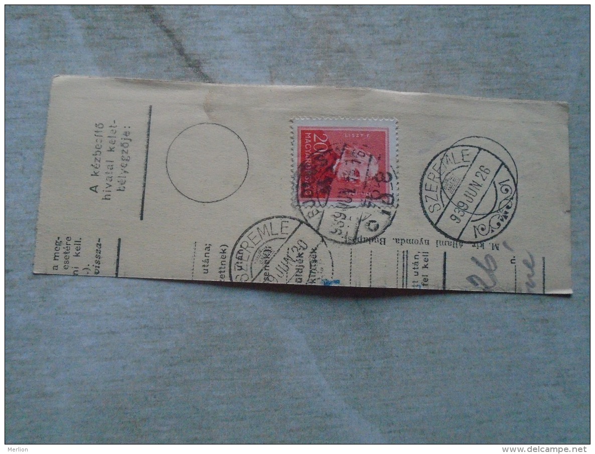 D138904  Hungary  Parcel Post Receipt 1939  Stamp  HORTHY  Franz LISZT  -Szeremle Budapest - Colis Postaux