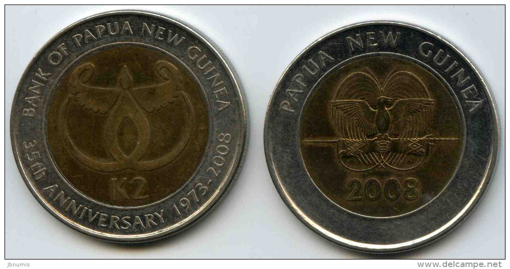 Papouasie Nouvelle Guinée Papua New Guinea 2 Kina 2008 35 Ans De La Banque KM 51 - Papouasie-Nouvelle-Guinée