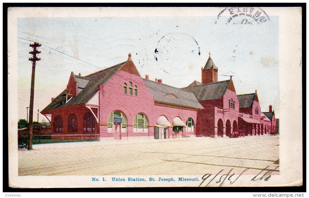 2847 - alte Ansichtskarte - St, Joseph - Missouri - Union Station - Estación Estacion - La Gare - Bahnhof - 1905