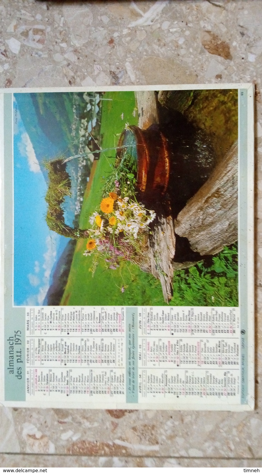 ALMANACH DES P.T.T 1975 - PAU - FONTAINE EAU EN MONTAGNE  -  LOIRET 45 - ORLEANS  - OBERTHUR - Groot Formaat: 1971-80