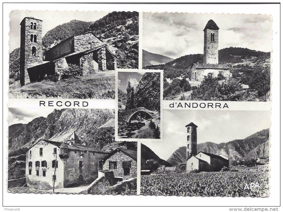 ANDORRE 1958 Carte Postale Illustrée, Timbres  Croix Gothique + Clocher Sainte Coloma, Pour La Suisse - Briefe U. Dokumente