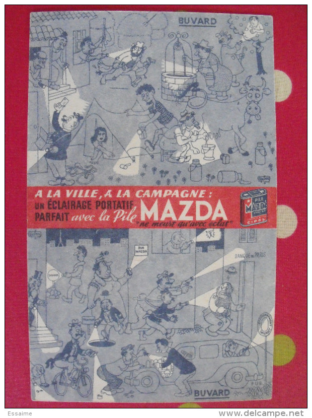 Buvard Pile Mazda. Illustration De Dubout. Vers 1950. - M