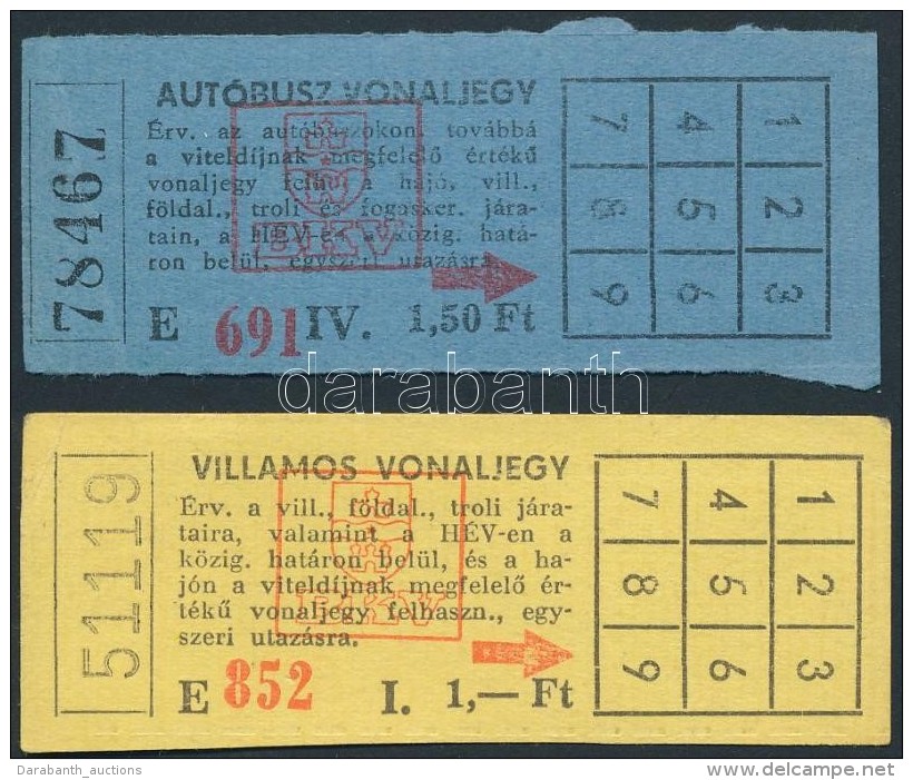 Cca 1980 Régi, Fel Nem Használt BKV Vonaljegyek: Autóbusz Vonaljegy 1,50Ft, Villamos Vonaljegy... - Non Classificati