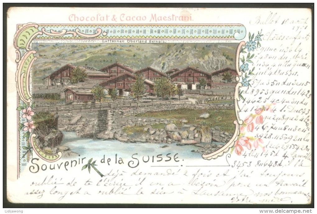 Souvenir De Suisse Chocolat & Cacao Maestrani Guttannen OLD POSTCARD 1901 - Guttannen